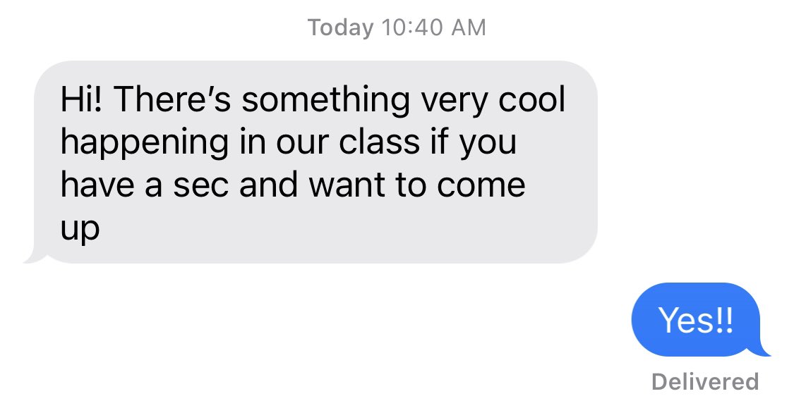 SixTenPrincipal's tweet photo. I really hope other leaders get messages like this one. I ALWAYS have time to hang out with kids and teachers to see cool things happening. Made my day. 😊👍🏻❤️ #MHHawkStrong https://t.co/xTiqc6D4hO