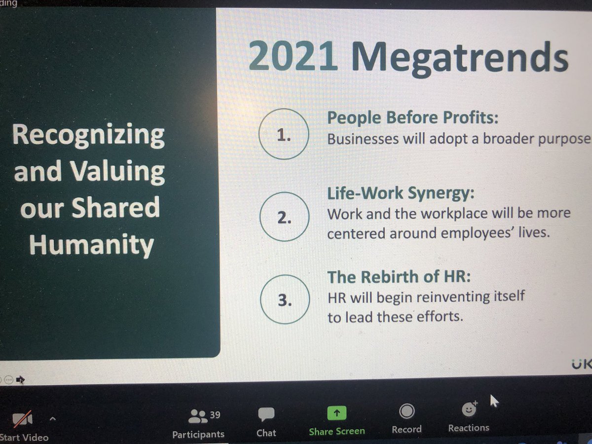 UKG living their strategy of “Our Purpose is People” #1 Megatrend - People Before Profit. Moving from shareholder to stakeholder value (employees, customers) #ukgsummit #esg #ex