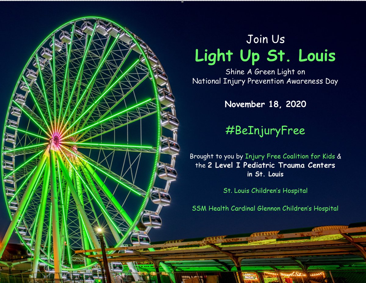 Let's light up St. Louis green tomorrow to bring awareness to injury prevention. Please join by lighting up your business or home. <a href="/WESTCOUNTYFIRE/">West County EMS & Fire</a> <a href="/cardinalglennon/">Cardinal Glennon</a> <a href="/safekids/">Safe Kids Worldwide</a>