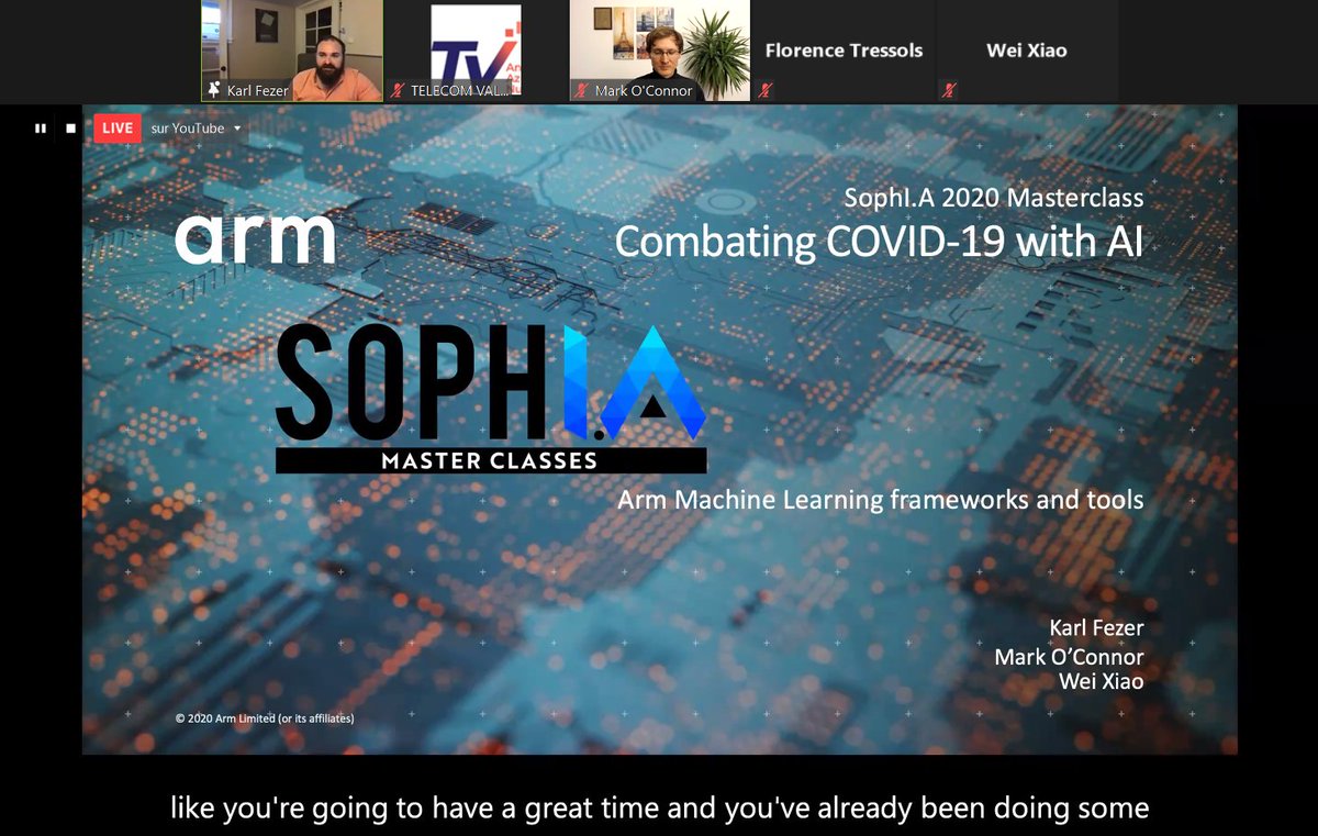 TelecomValley's tweet photo. [#AIWEEK2020] @KarlFezer is presenting @Arm #machinelearning ecosystem at the last SophIA Master Class of the day. cc @Summitsophia @Sophia50ans @SCEntreprises @CASAOfficiel @AlpesMaritimes @uca_research https://t.co/eXyqaiOmBj https://t.co/A9fJlKnqAz