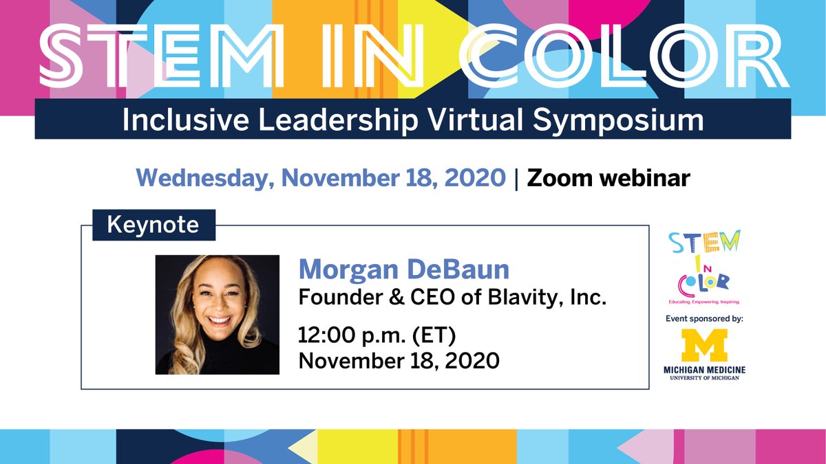 UMLifeSciences (@umlifesciences) on Twitter photo Tomorrow (11/18): Don't miss
<a href="/STEMInColor_/">STEM in Color</a>'s virtual fireside chat with with Morgan DeBaun, Founder & CEO of Blavity Inc.
Learn more and register at: myumi.ch/88RM9 Tomorrow (11/18): Don't miss
<a href="/STEMInColor_/">STEM in Color</a>'s virtual fireside chat with with Morgan DeBaun, Founder & CEO of Blavity Inc.
Learn more and register at: myumi.ch/88RM9