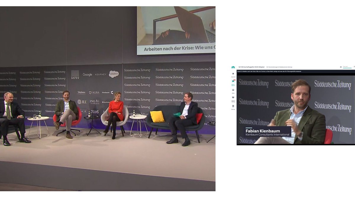 SimoneHildebr's tweet photo. @fabkienbaum beim @SZGipfel Panel "Arbeiten nach der Krise, wie uns Corona zu New Work zwingt" über steigende Herausforderungen in der Führung. "Wir müssen versuchen Strukturen und Routinen beizubehalten und neue Formate finden die uns zusammenschüren." Stimmt ;)
#SZGipfel https://t.co/DhR5d7vWPZ