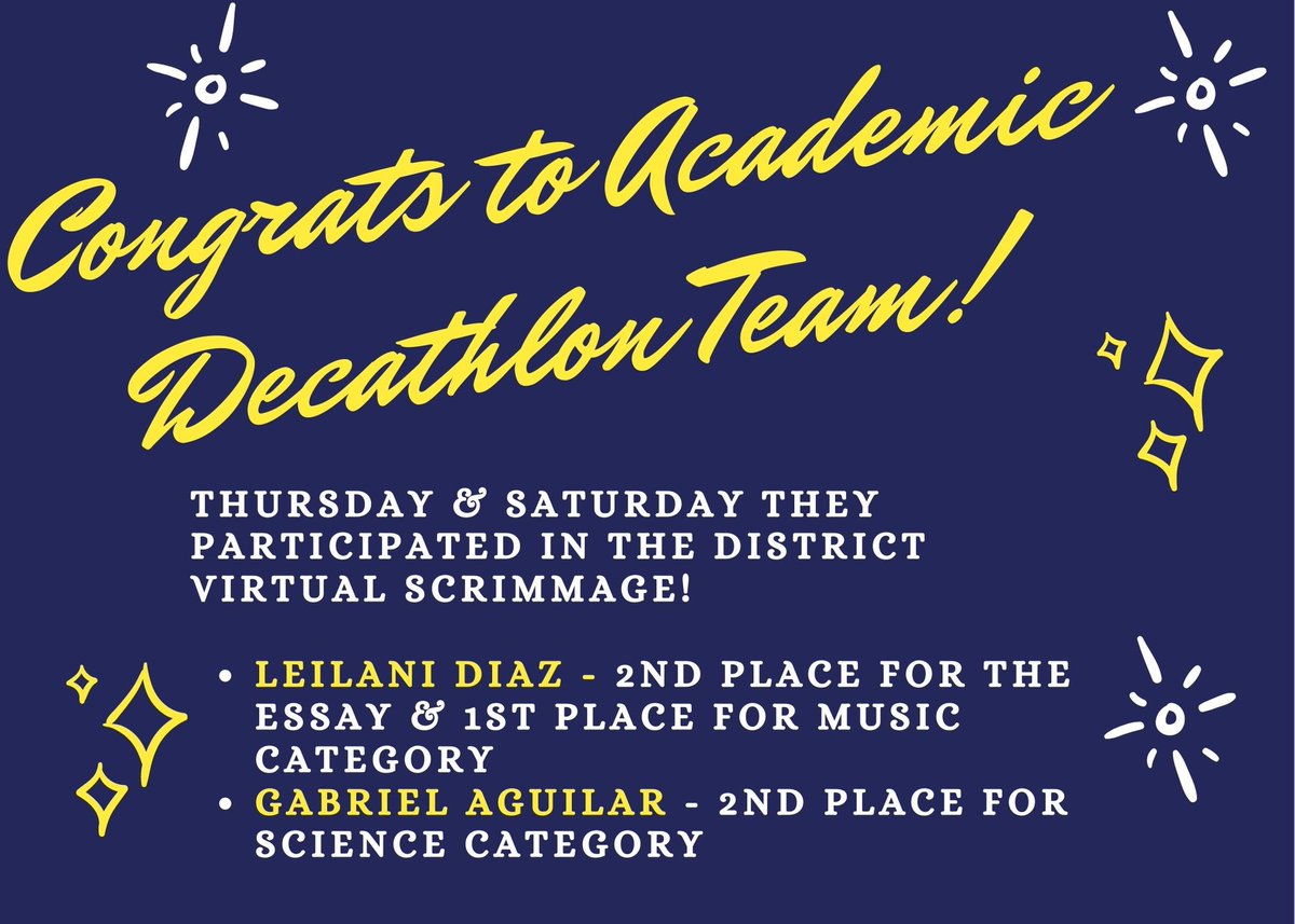 A big shoutout to Blanson’s Academic Decathlon team for this weekend’s district scrimmage! ✨They all did wonderful and we have two that won in scholastic categories! 🎉 @BlansonCTEHS