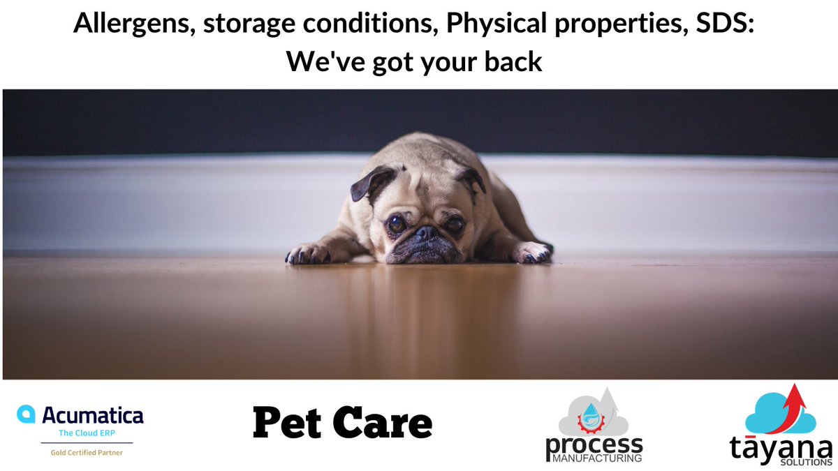 TayanaSolutions's tweet image. Allergens, storage conditions, physical properties, SDS: We have got your back.
#acumatica #storageconditions #erpsolutions #allergens #petcare #tayanasolutions