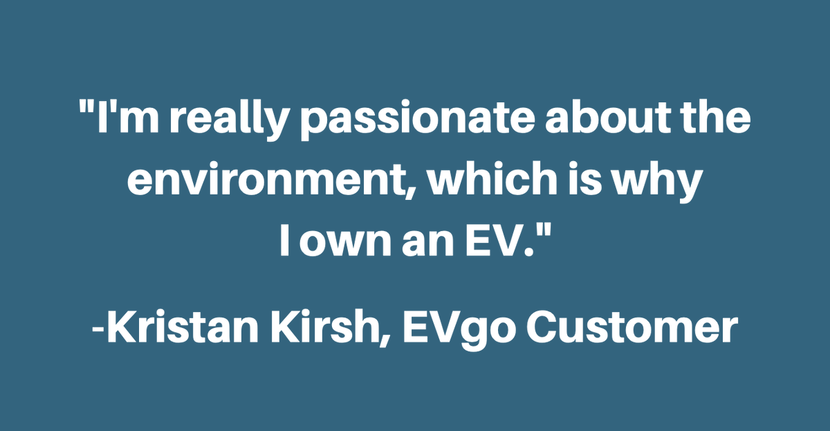 evgonetwork's tweet photo. EVgo drivers like Kristan Kirsh are passionate about the environment. That’s why they charge with EVgo – the first public network in the country to commit to 100% renewable energy: https://t.co/gmmEkOlhAu
#EVgo #ElectricVehicles #sustainability #cleanenergy #electriccars https://t.co/3rRaR0a1kv