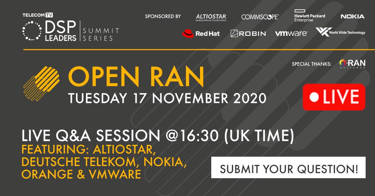 TelecomTV's tweet photo. Join us NOW for the 1st LIVE of our Open RAN Summit this week - Ask your question to the Live participants on https://t.co/futQOiTRhK FEATURING: @Altiostar, @Orange, @deutschetelekom @vmwaretelco & @Nokia #DSPLeaders #OpenRAN #Mobile #TelecomsEcosystem #TelecomsArchitecture https://t.co/Z515gzpgyf