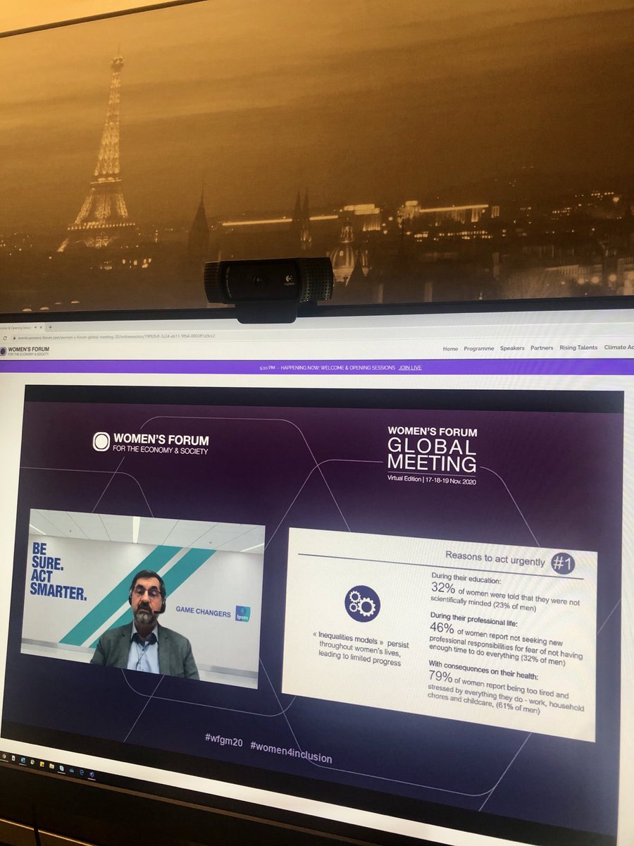 Kicking off the #WFGM20 virtually from home instead of Paris, still lots to do in that area #women4inclusion &amp; close the #gendergap . Let’s focus on the 2 next days of conferences. With that picture behind my #Lenovo Monitor i feel I am a bit in Paris though..