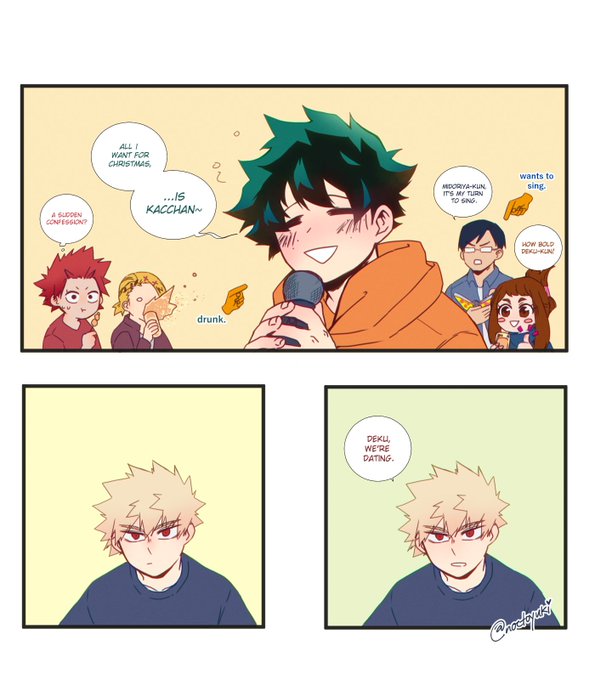 #bkdk 

Deku is a happy drunk and he'll say I love you to everyone (especially Kacchan). 