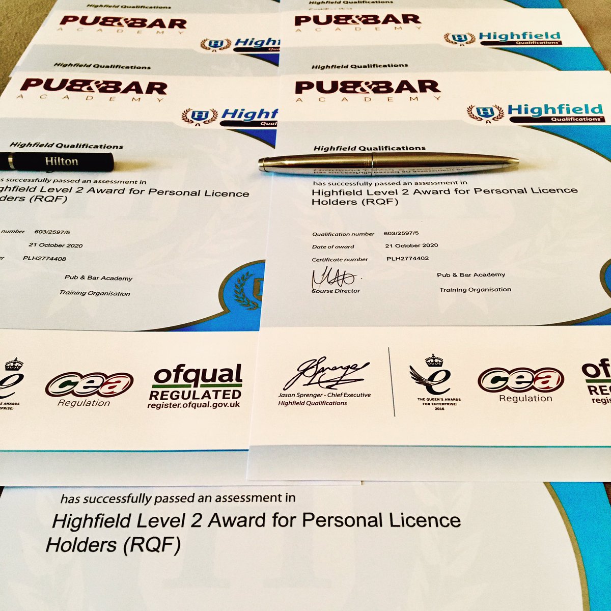 Certificates have left the building! Course delivered every Thursday, live and virtually with exam Invigilation taken care of remotely.  #pub #bar #restaurant #hotel #hospitality #eventprofs #leisure #learning #qualify