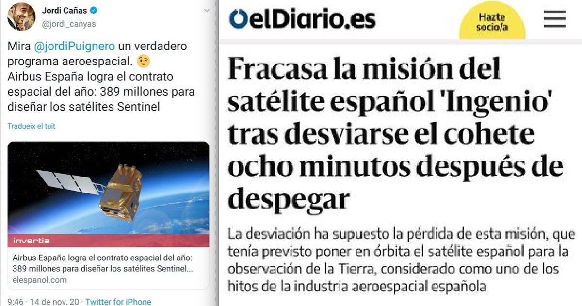 ivan_prat's tweet photo. Holi @jordi_canyas i resta de miserables que us en foteu que els catalans puguem invertir en indústria aeroespacial. El vostre supremacisme és de losers. https://t.co/pqBCFZALXa