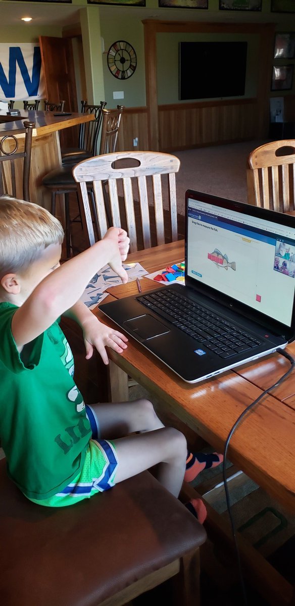Amy_L_Mefford's tweet photo. @mrs_eklund  - it may not have been the easiest way for doing math today - but thank you for setting up a zoom call so Leo could join his class in learning some new math! @matthilderbrand Mrs. Eklund truly goes above and beyond to take care of her kiddos! @PatriotElem https://t.co/1ACyjsurS1