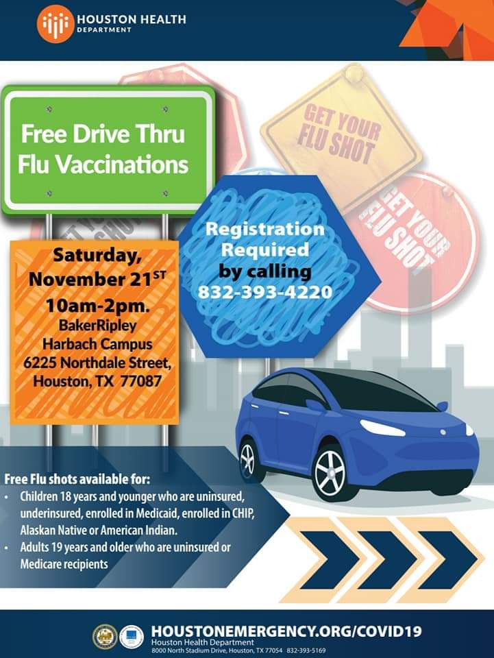 JMartinez4Hou's tweet photo. Free Flu Shots! Live in the Hobby area? Saturday 10 a.m. to 2 p.m. at @BakerRipley Harbach Campus. Registration is required, call the @HoustonHealth at 832-393-4220.
Please share with family & friends.
#districti #fluseason2020
#houstonhealthdepartment #bakerripleyharbachcampus https://t.co/UNsyK8mHtC