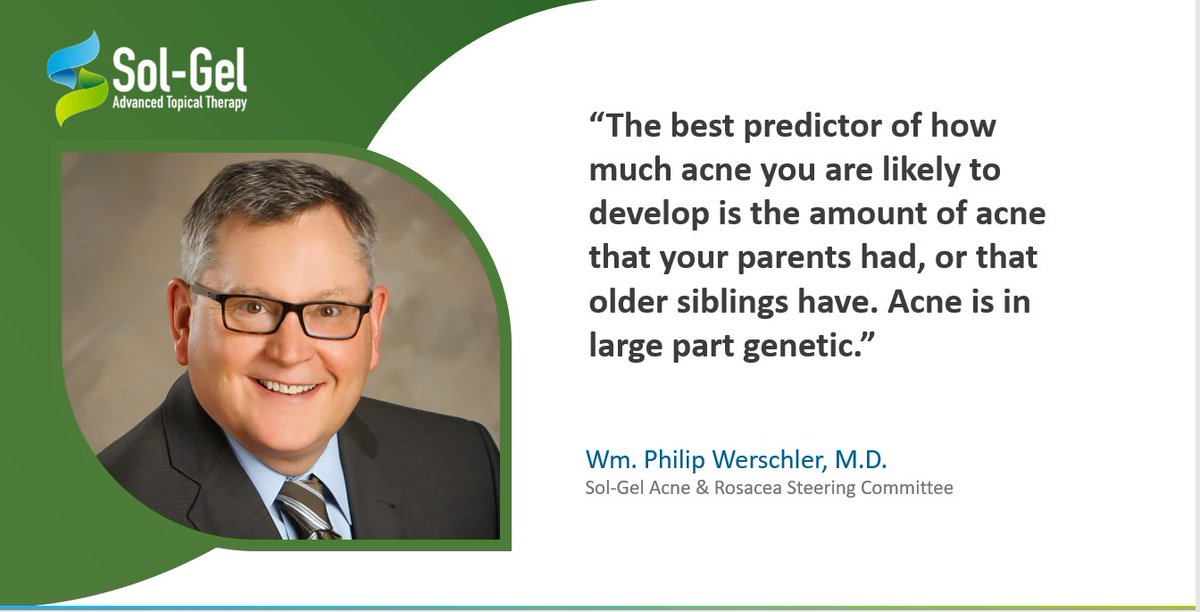 SolGelDerm's tweet photo. Wm. Philip Werschler, M.D. shares with us the best predictor of acne. #DYK #AcneInsight https://t.co/J9wbDg7JaS