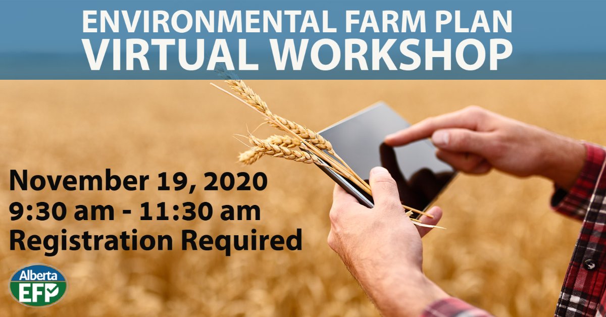greenviewag's tweet photo. Open to anyone in Alberta. EFP technicians will walk you through getting started on your workbook during this free virtual workshop. Ask questions and get answers, from the comfort of your home.
https://t.co/AIZ13hlmew, email info@albertaefp.com or call 587-200-2552. https://t.co/W4l92qOZWN