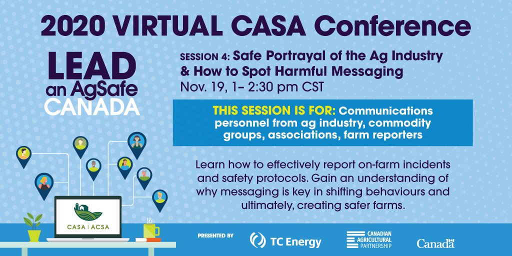 CASA/ACSA (@planfarmsafety) on Twitter photo Join us for the final session of our conference this Thursday! <a href="/FarmMedicine/">Farm Medicine</a> and <a href="/SilotheFilm/">Silo the Film</a> talk farm incidents & how media messaging & images have an impact. - casa-acsa.ca/en/annual-conf… #AgSafeConference #AgSafePartners #AgSafeCanada <a href="/TCEnergy/">TC Energy</a> Join us for the final session of our conference this Thursday! <a href="/FarmMedicine/">Farm Medicine</a> and <a href="/SilotheFilm/">Silo the Film</a> talk farm incidents & how media messaging & images have an impact. - casa-acsa.ca/en/annual-conf… #AgSafeConference #AgSafePartners #AgSafeCanada <a href="/TCEnergy/">TC Energy</a>