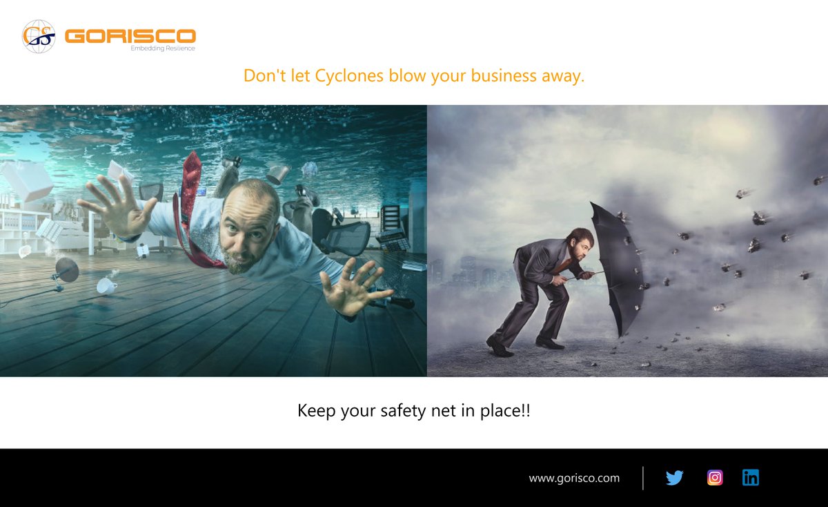 GoriscoSol's tweet photo. The cyclone season comes in every year. Talk to our experts to ensure your business weathers any storm years on end.
#gorisco #managementconsulting #bcmautomation #bcmmassnotification #businessresilience #assetmanagement #businessimpactanalysis #businesscontinuity #dr https://t.co/aVpf0edYE7