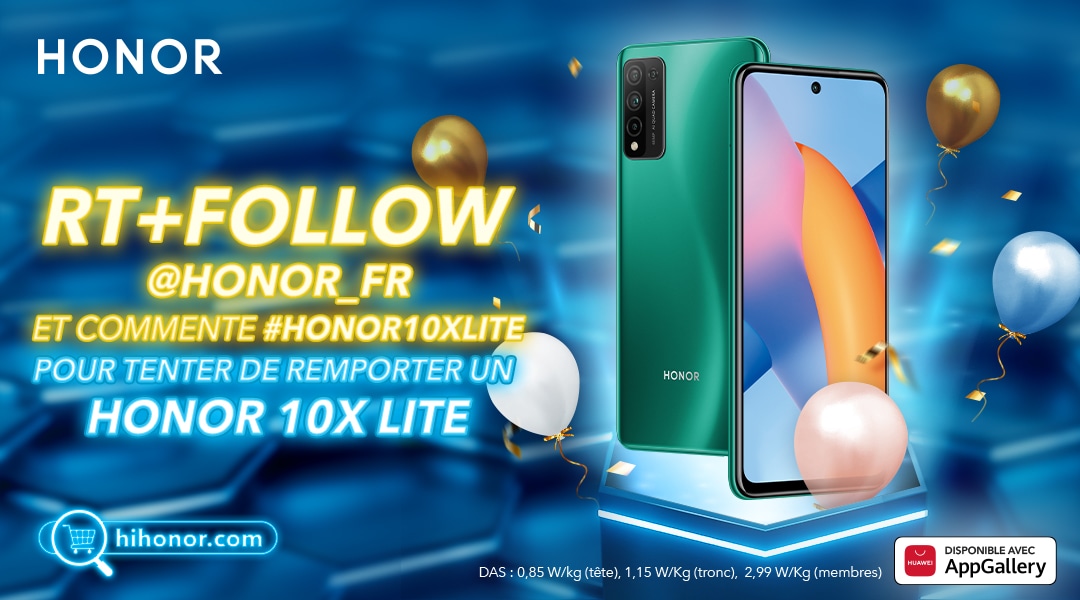 Honor_FR's tweet photo. Pour fêter la sortie du HONOR 10X Lite voici un concours ! 🆕

Pour participer :
🔄 RT ce tweet 
➡ Follow @Honor_FR
 🗨 Commente avec le #Honor10XLite

Découvrez-le ainsi que nos offres spéciales Black Friday ➡ https://t.co/tcYQT4hAwW

Tirage au sort le 23/11 ✅ https://t.co/a6Gu9wSAAc