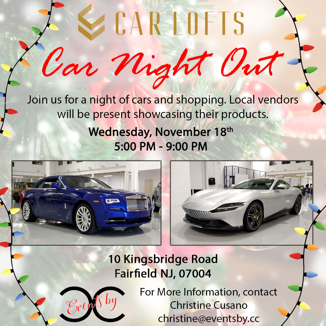 Join us for #luxurycars + #holidayshopping at #carlofts in #fairfieldnj

#nj #njevent #njevents #luxurycarsofnj #njshopping #shopsmallnj #montvillenj #caldwellnj #westcaldwellnj #essexfellsnj #veronanj #woodlandparknj #northcaldwellnj #waynenj #cedargrovenj #readyourlabels