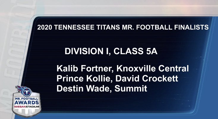 JordanCrammer's tweet photo. NEWS: @KnoxCentralHS Kalib Fortner has been named a class 5A Mr. Football Finalist. https://t.co/wriJiVt2RK