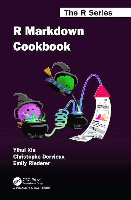 David Grubbs (@crcgrubbsd) on Twitter photo In celebration of the publication of the new R Markdown Cookbook by <a href="/xieyihui/">Yihui Xie</a>; <a href="/chrisderv/">Christophe Dervieux</a> and <a href="/EmilyRiederer/">Emily Riederer</a>, I would like to give away two copies. The rules are simple: just retweet this message and follow me and <a href="/CRC_MathStats/">CRC Press Data Science, Stats, and Math Books</a> and I will choose a winner next week. Good luck! In celebration of the publication of the new R Markdown Cookbook by <a href="/xieyihui/">Yihui Xie</a>; <a href="/chrisderv/">Christophe Dervieux</a> and <a href="/EmilyRiederer/">Emily Riederer</a>, I would like to give away two copies. The rules are simple: just retweet this message and follow me and <a href="/CRC_MathStats/">CRC Press Data Science, Stats, and Math Books</a> and I will choose a winner next week. Good luck!