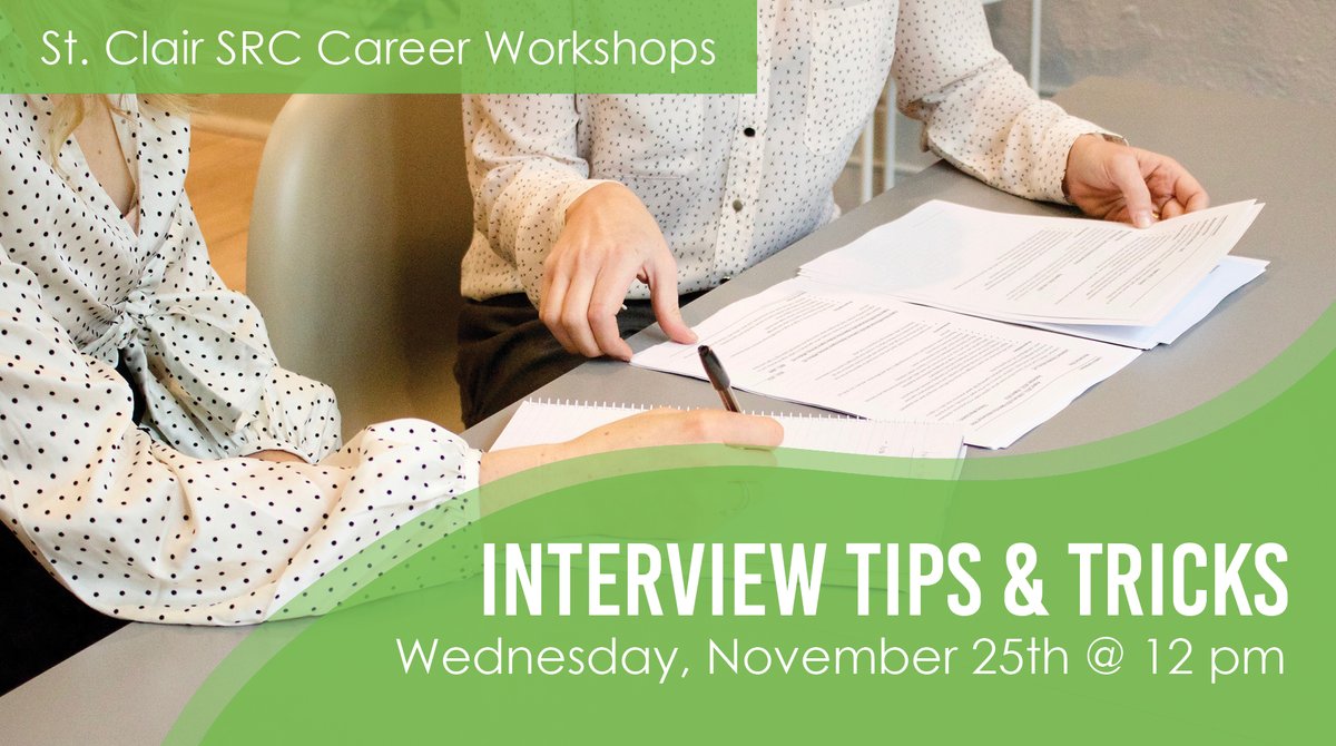 StClairSRC's tweet photo. Join HR professional, Britney Rife, next Wednesday as she takes your step by step through the job search process and shares the secrets to achieving your best interview.

Register at https://t.co/niqX7S09hA

#SRC2021 #StClairCollege https://t.co/Ns6stAsjTq