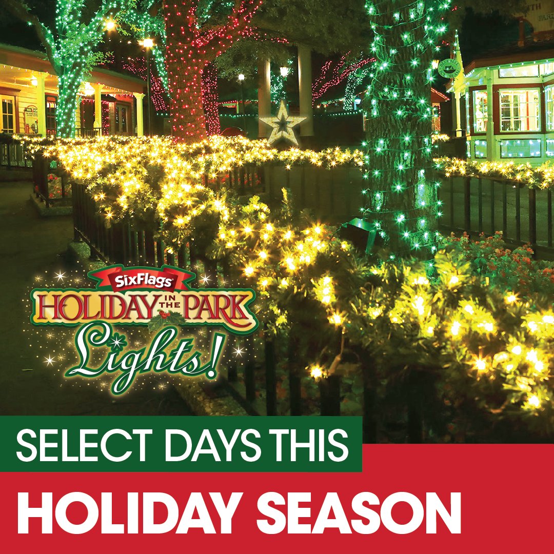 SF_newengland's tweet photo. Coming Nov. 27: Holiday in the Park Lights! A new, safe, and festive one-way-walk-thru experience with millions of twinkling lights, festive characters and seasonal treats!  🎄🎅 https://t.co/Gm1innSHnO