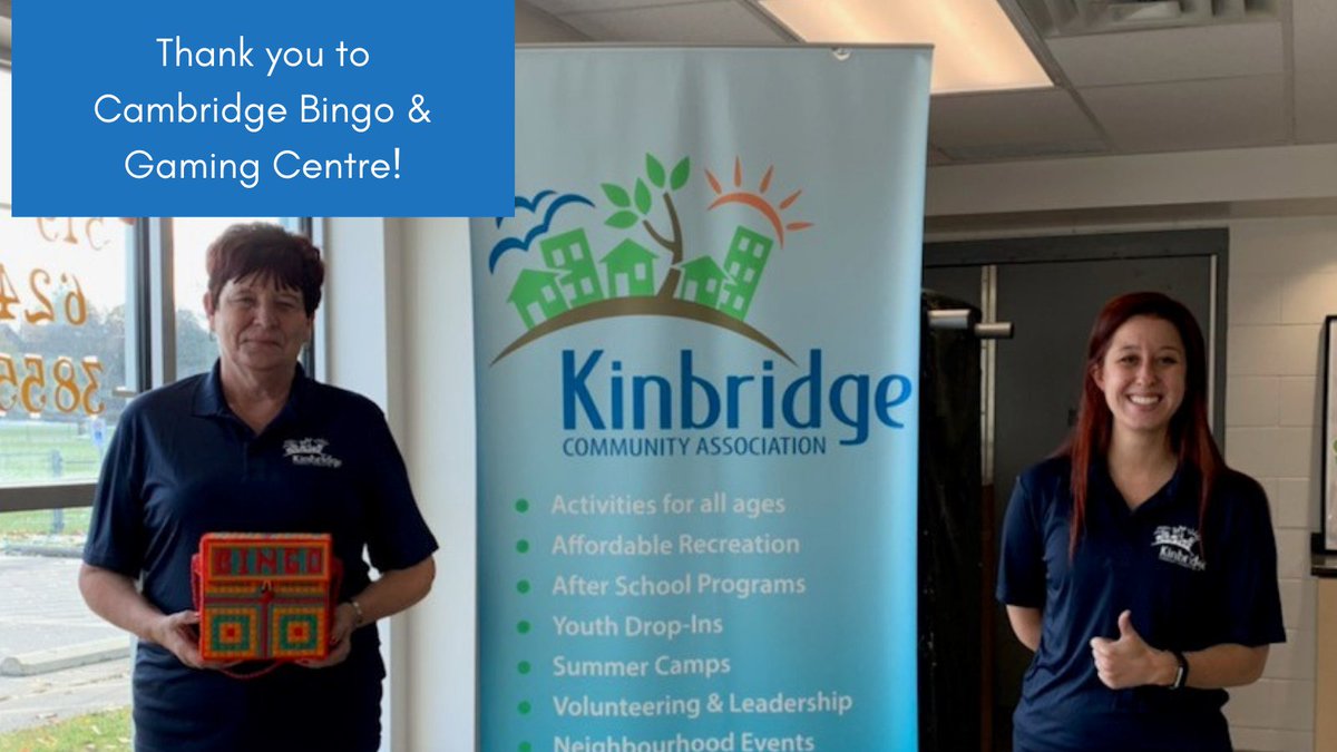 Kinbridge's tweet photo. Through our partnership with @CGACambridge we are able to raise funds for the programs and activities we run for the Kinbridge community. Thank you Cambridge Bingo &amp; Gaming Centre for your continued support!
#newshirts #Kinbridge
Read less https://t.co/TOMnWnQ7jk