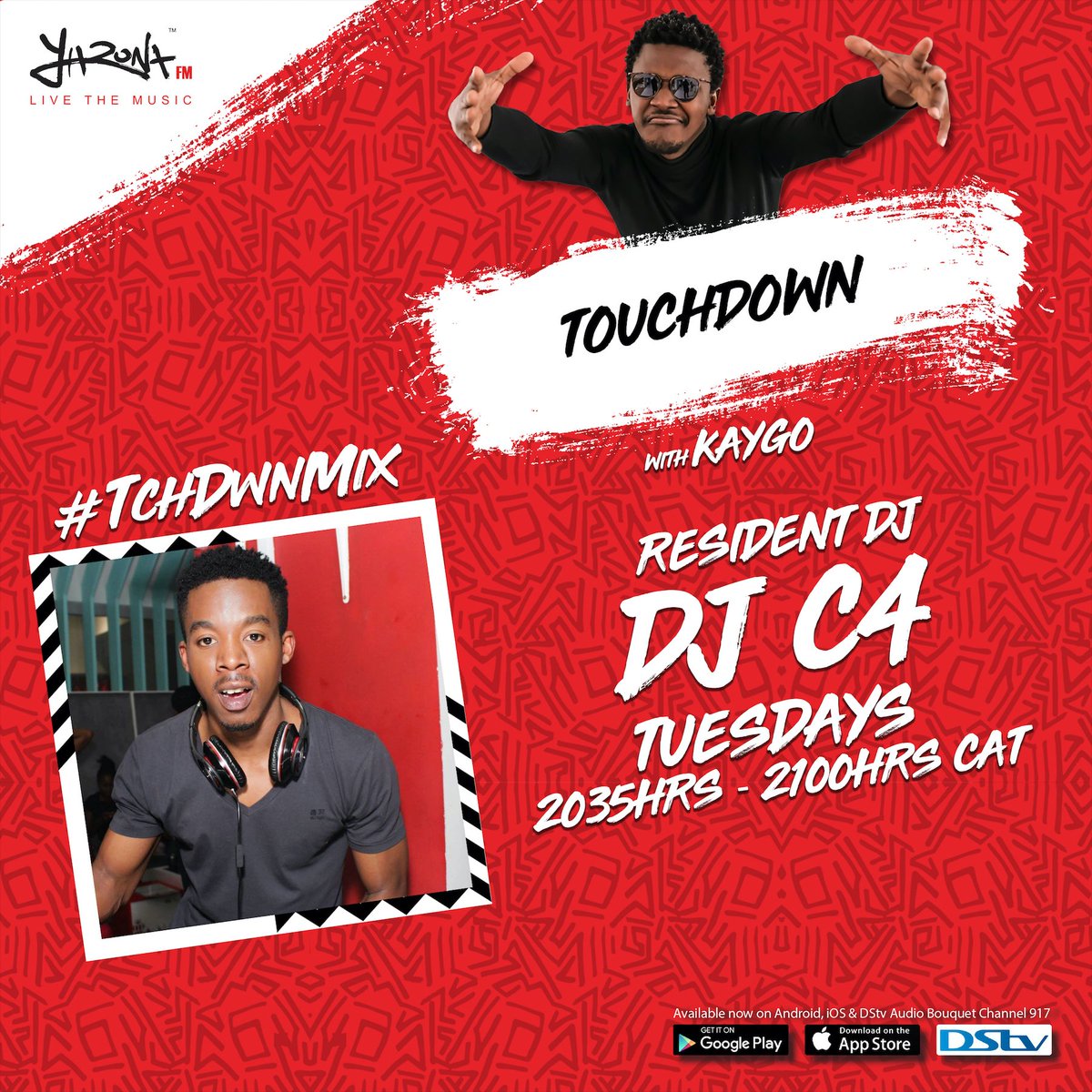 yaronafm's tweet photo. If your Tuesday has been horrible, don't worry becoz @callmekaygo has an WILDY AWESOME show on Touchdown. From men taking off clothes when chilling together to a crazy TV show script he drafted! TUNE IN! @DJC4_ has a sweet mix especially for the ladies on the #TouchdownMix. https://t.co/LGpymgDYtp