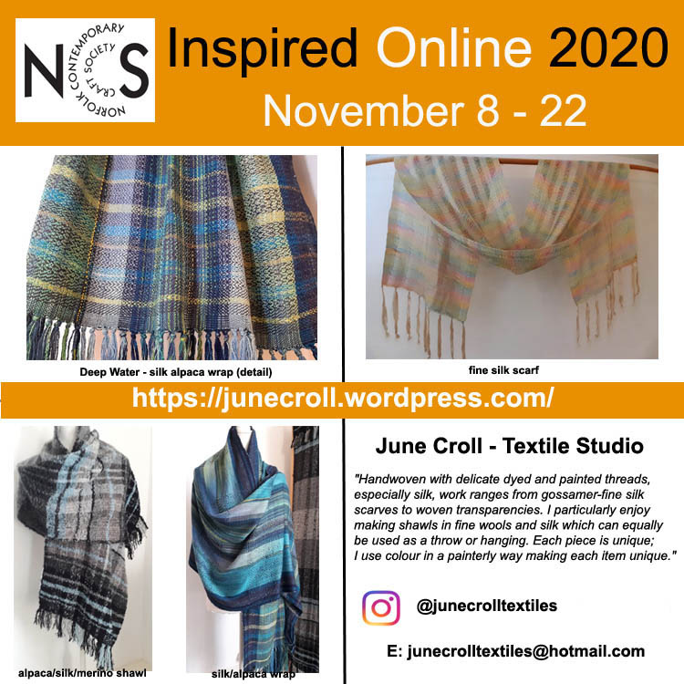NCCSCreatives's tweet photo. Delicate hand-woven shawls and wraps in luxurious natural fibres. See more of June's work here:
https://t.co/nzdutP5j6p

#handwoventextiles⁠
#norfolkccsociety⁠
#supportmakers⁠
#nccsinspiredonline https://t.co/c1Nn9LIr40