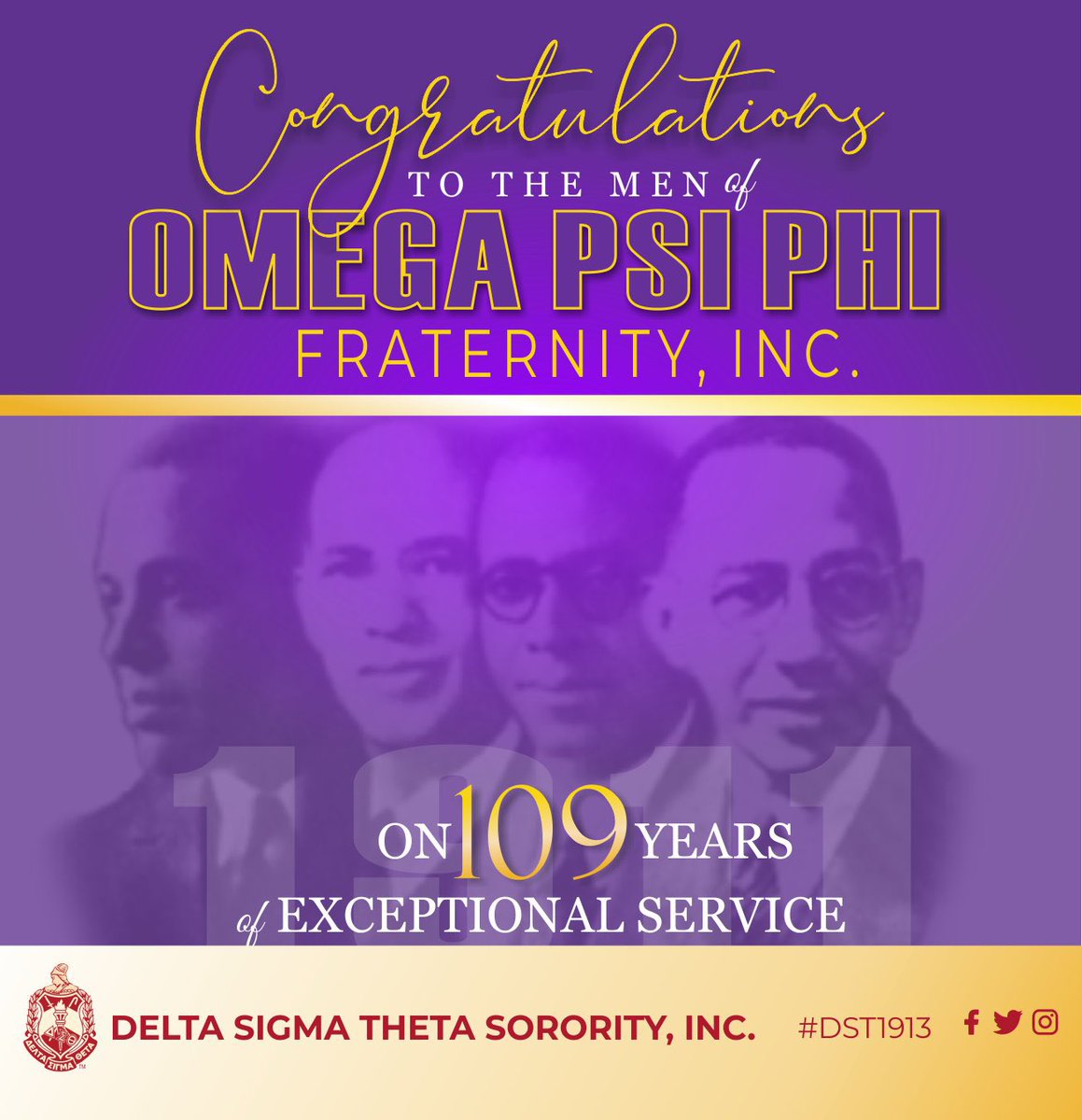 Happy Founders Day to the men of Omega Psi Phi Fraternity, Incorporated💜❤️💜❤️