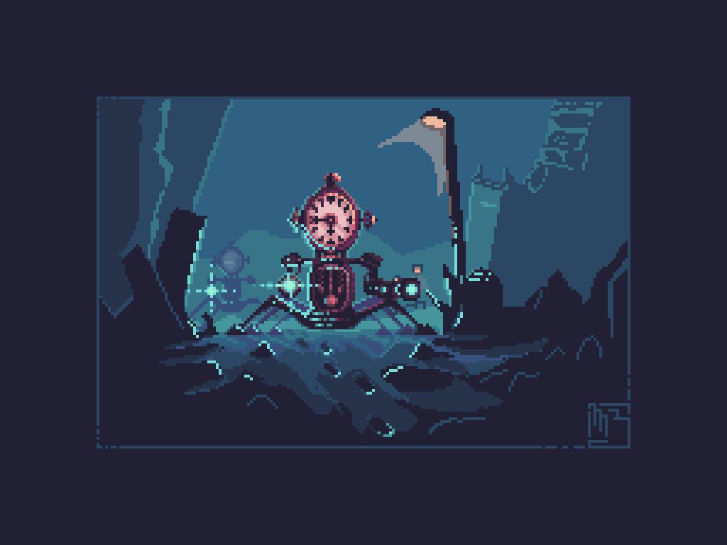 WeerdohGFX's tweet photo. Planned to just make a clock, but it was a bit boring. So I took it a little further to fit the #TimeTraveller theme for @Pixel_Dailies 

#pixelart #pixel_dailies #pixelartist #aseprite https://t.co/K1L6hXRVaM