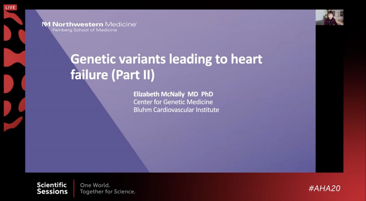 CatMak23's tweet photo. Tune in NOW to #AHASessions to hear Dr. Elizabeth McNally’s LIVE presentation on “Genetic variants leading to heart failure (Part II)” @emmcnally @BCVSearlyCareer @CircRes @CircAHA #AHA20 #AHA2020 #BCVS https://t.co/0tENUR3oL2