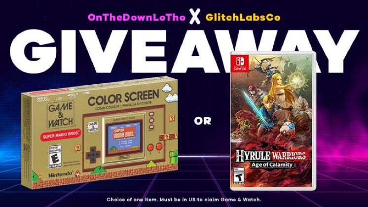 🔥SPONSORED GIVEAWAY HYPE🔥

Mario Game&amp;Watch (U.S only)🤓!
OR
AGE OF CALAMITY 😳(Digital)!

• Follow me &amp; @GlitchLabsCo 
• RT 
• Reply with a GIF of Mario or Zelda for which u want!

Winners announced FRIDAY👌! GOOD LUCK