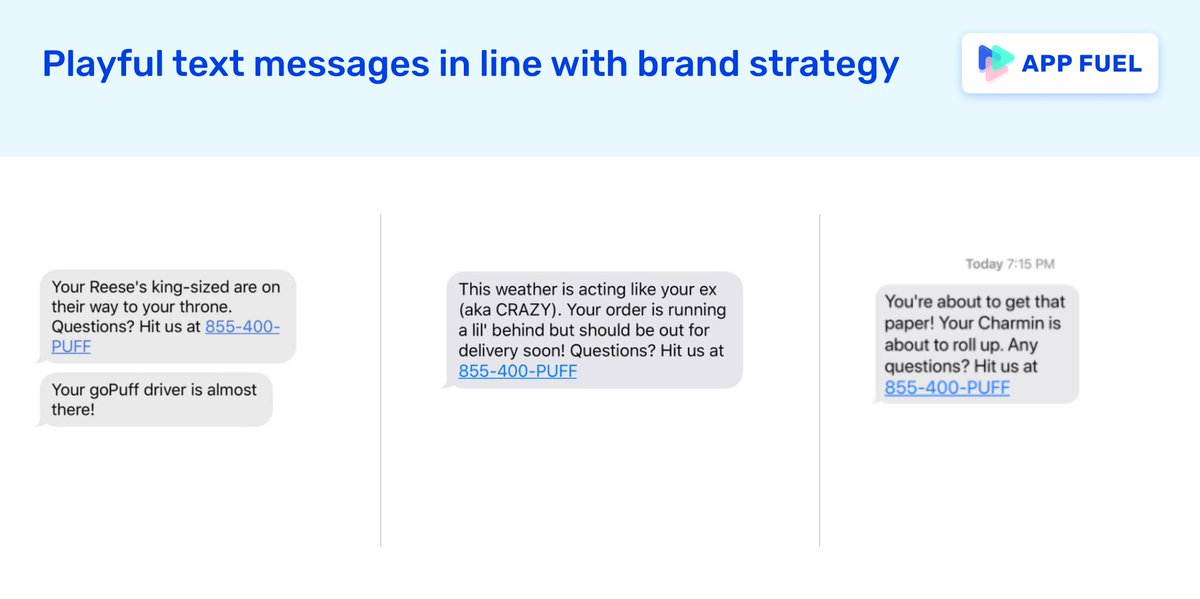 Bonus:  Creative text messages that strengthen brand identity.