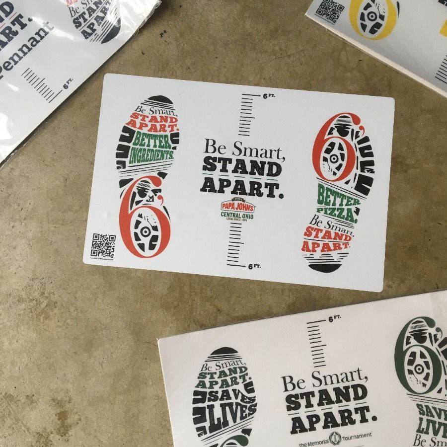 BeSmrtStndApart's tweet photo. With COVID cases continuing to rise, we remind you to #BeSmartStandApart! Our floor decals help communities practice social distancing &amp; give back as all profits go directly to the United Way of Central Ohio. ➡️ Visit https://t.co/KQ2ikBiaYi to buy a pack, give a pack, or donate. https://t.co/sd8v5SfOjq