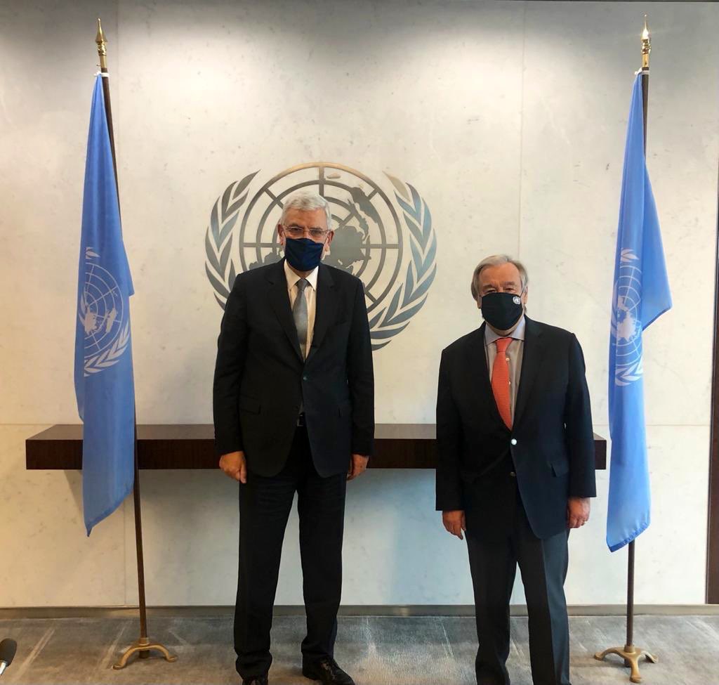 BMGS <a href="/antonioguterres/">António Guterres</a> ile aylık eşgüdüm toplantımızı gerçekleştirdik. BM çalışmalarının pandemi sırasında kesintisiz sürdürülmesi ve 3-4 Aralık’ta Başkanlık edeceğim COVID konulu BM Genel Kurulu Özel Oturumunun hazırlıklarını ve  gündemimizdeki konuları ele aldık. #UNGA75 🇺🇳