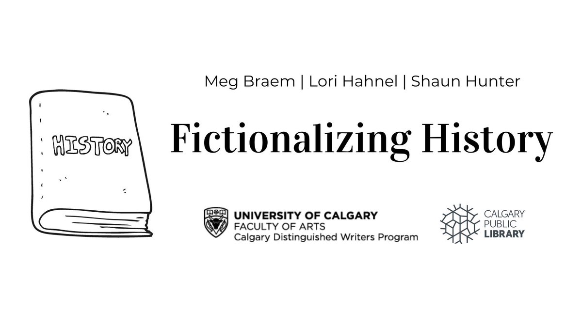 CDWP_UCalgary's tweet photo. Your next literary event is here! 📚

Join the #CDWP's @megbraem and @calgarylibrary's @ShaunMHunter + @LoriHahnel as they explore the benefits and perils of melding fact and fiction in writing. 

Online Thurs, Nov. 26 from 7-8 p.m. MT. Get the details: https://t.co/4auwyCXU34 https://t.co/CDdOsAM8GL