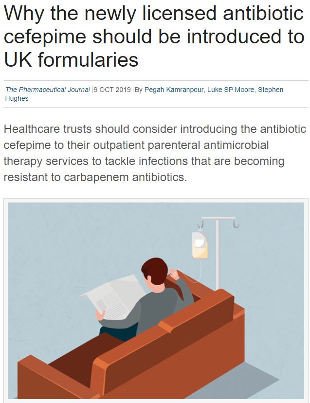 Cefepime, a 4th Gen ceph, is also available in the UK. It's stable to most AmpC producers, has robust MSSA activity and retains in vitro activity to many MDR-pseudomonas. Here our review highlights role of FEP in OPAT (stable in a pump!) and for MDRO  https://bit.ly/32T9nJ2&nbsp;