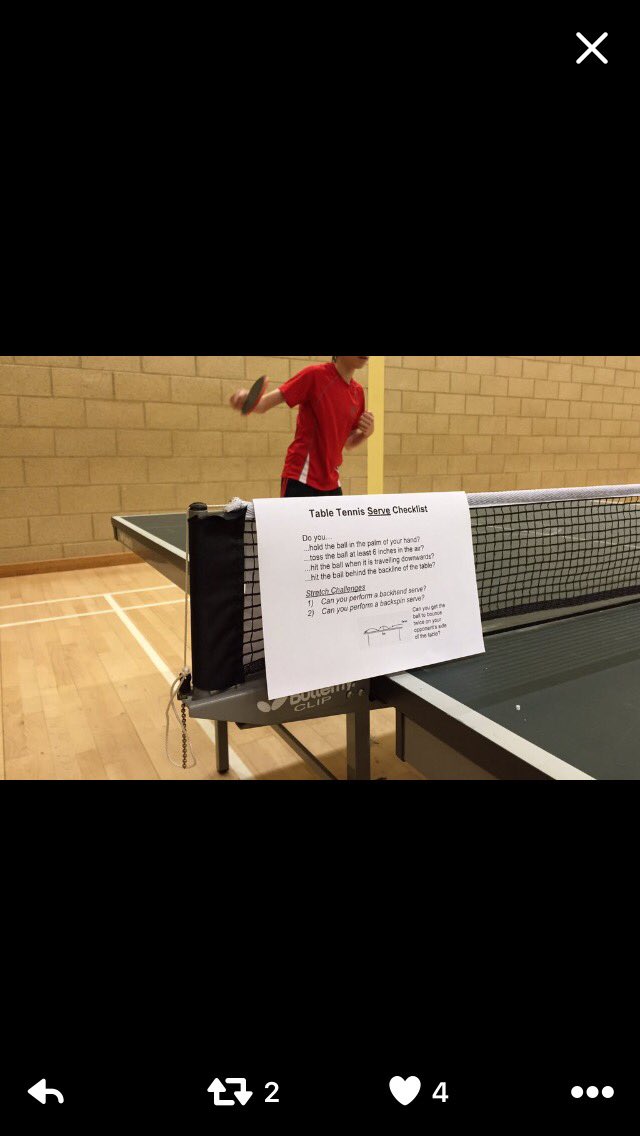 ajm_PE's tweet photo. PE Resource: Table Tennis assessment/moderation plan. Used twice for GCSE Mod and recognised as strong practice. Progressions are key!

Net resources -Quirky way of ensuring students are focused on key teaching points #EduPE #tabletennis #GCSEPE #PE https://t.co/N0ksKpWsj3