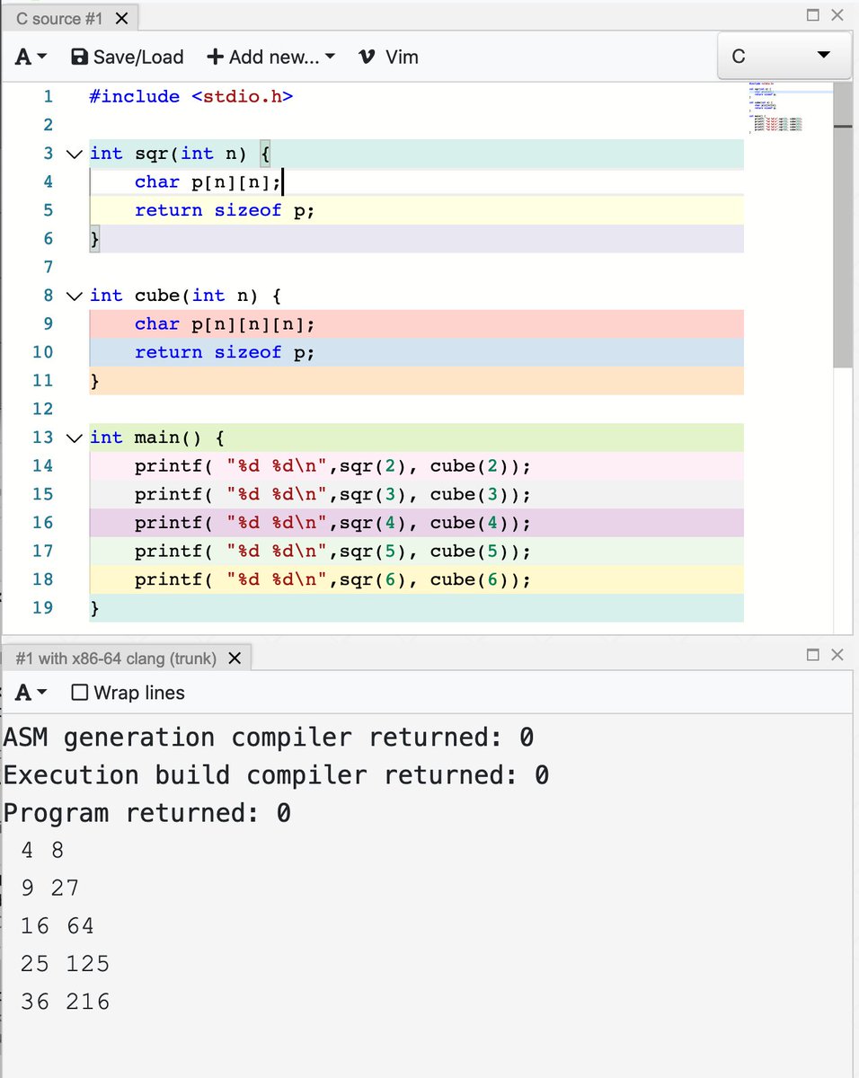 shafikyaghmour's tweet image. This one trick to do sqr() and cube() in C: godbolt.org/z/7qeanM
#programming