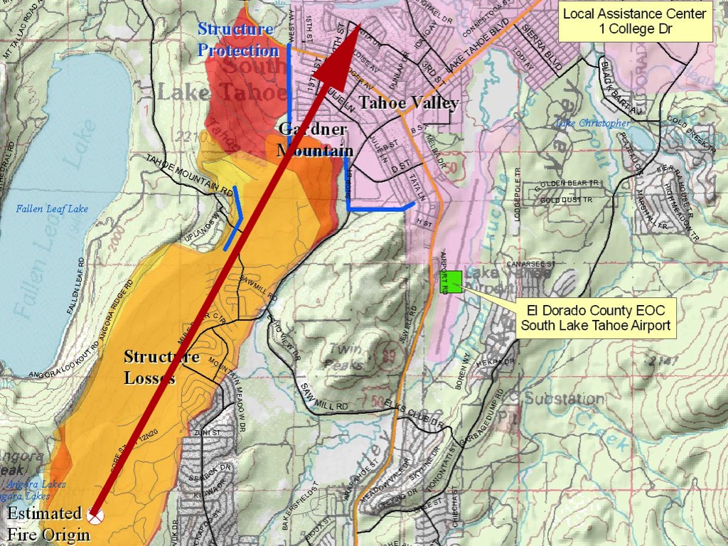 The Angora Fire, in South Lake Tahoe, burned straight down a street which was in perfect alignment with the prevailing fire season winds. The streets acted as urban canyons, funneling the winds. Fires burned from house to house. Vegetation management wouldn't have helped. 5/