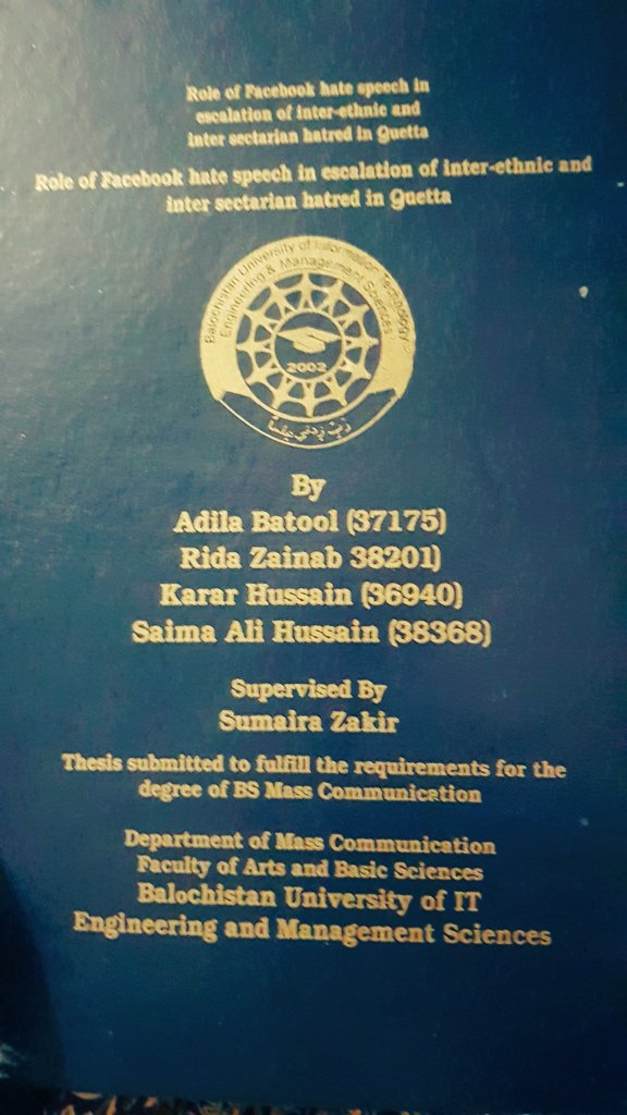 AdilaBChangezi's tweet photo. Dedicated our final year thesis to the victims of hatred and extremism. Bilal Khan Noorzai and Ismail. To the innocent killed because of hate and intolerance, to those sons who left this city to borrow few more breaths. 
#FinalThesis #Graduated #BSMassCommunication #Hatespeech https://t.co/mUNF5MlxjU