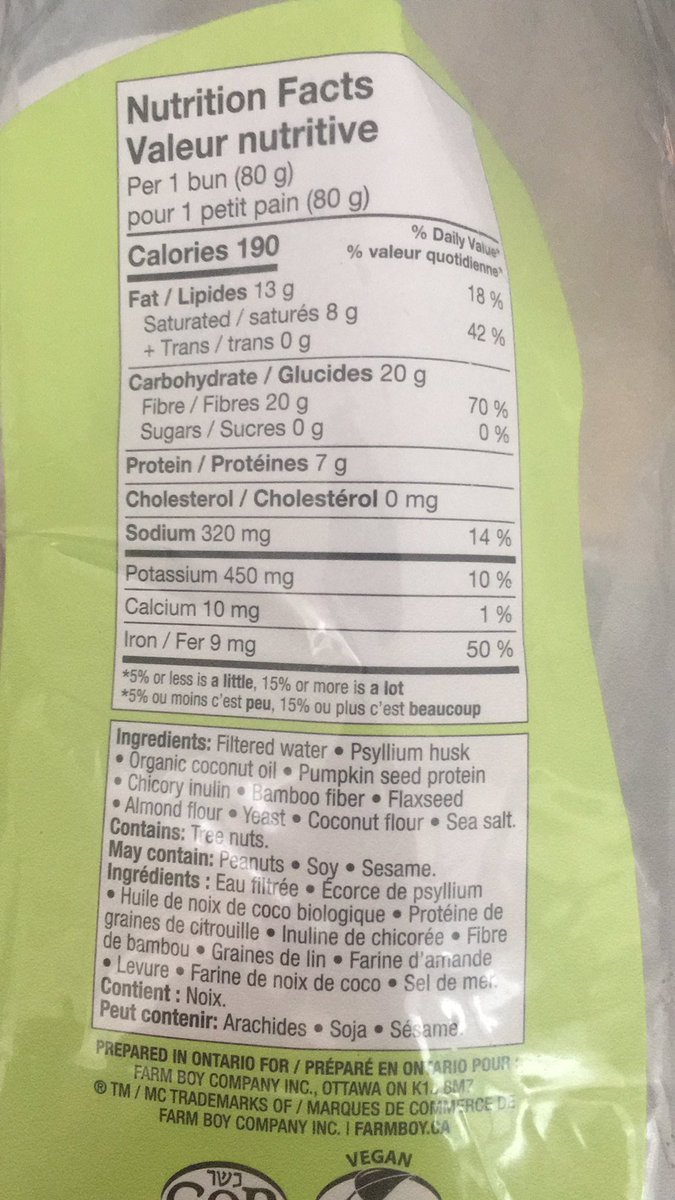 BenjaminMfWong's tweet photo. @FarmBoy I love shopping at your store but I’m confused about your Keto buns. How are your keto buns considered keto when each bun has 20g of carbs? https://t.co/Zr0z7qYBfC