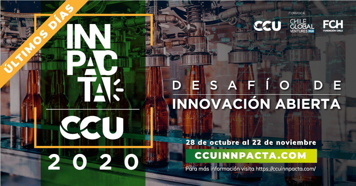 CG_Ventures's tweet photo. Quedan sólo 5 días para finalizar #INNPACTA! no dejes pasar la oportunidad de generar cambios en la industria de bebestibles.
Ingresa a https://t.co/Ve6wE92yQG y conoce todos los detalles de la convocatoria.
¡No te quedes fuera! https://t.co/uOcXLR0qtT
