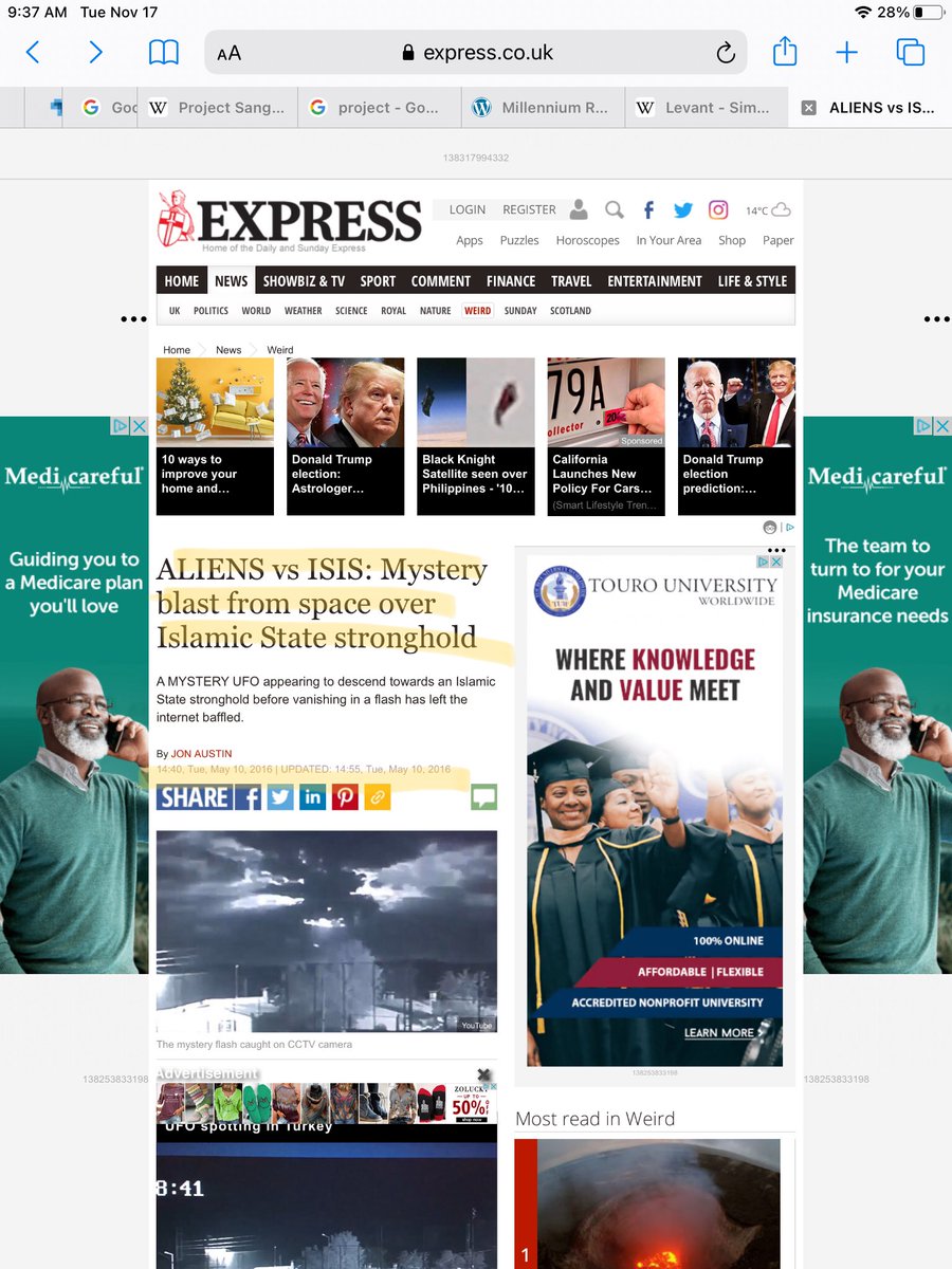 Not my final thought (it never is...).I'm trying really hard to prove this is bullshit.This isn't helping.Link:  https://www.express.co.uk/news/weird/668893/ALIENS-vs-ISIS-Mystery-blast-from-space-over-Islamic-State-stronghold