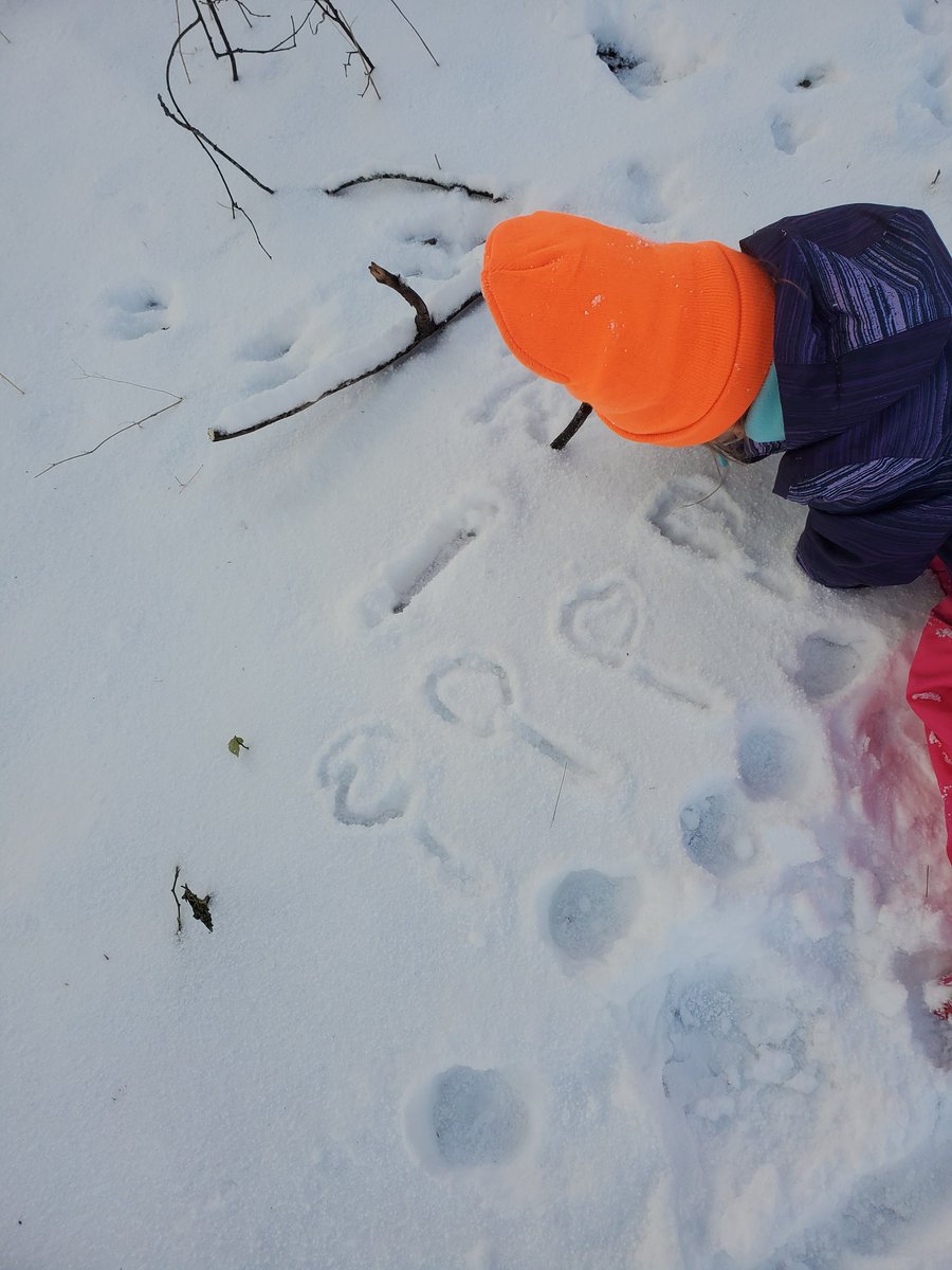 anhk146's tweet photo. A blank snowy canvas made literacy outside more exciting! #printingpractice✏ #letitsnow❄ #thisisnotastick @scdsboutdoors @SCDSBLiteracy @SCDSBey @AndrewHunterES https://t.co/LTgCAPt7pE