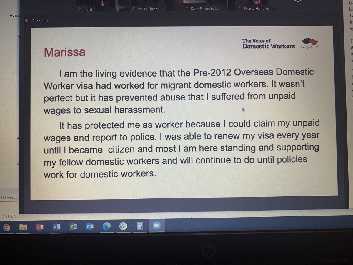  @marissadb1225 from  @thevoiceofdws speaks of her own experience and how she was supported to access her employment rights under the original Overseas Domestic Worker visa. Other workers are now sharing their powerful testimonies in trying to fight abusive employers
