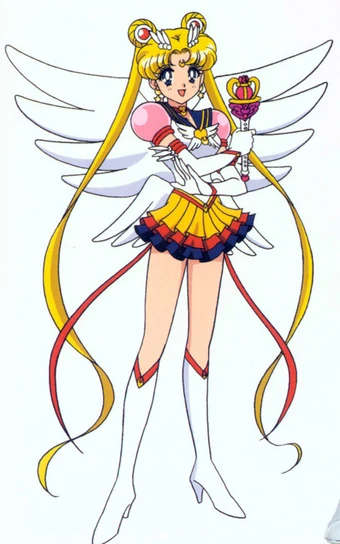 Even in super forms, this is reflected with the differences of each series. Notice Sailor Moon gets a huge bow, extended sleeves, jewelry, etc. She doesn't need a heavy armor because the goal is to make her look like an elegant princess and to showcase her powerful MAGICAL form.