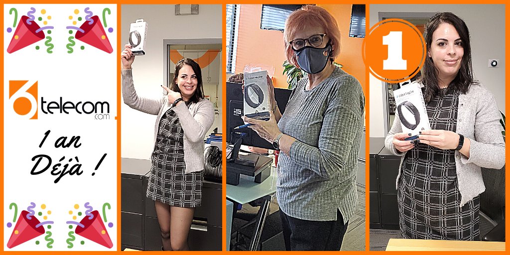 6Telecom's tweet image. La semaine dernière, 6Telecom a offert un petit cadeau à Sylvie &amp;amp; Safaa, qui sont membres de l'équipe depuis 1 an déjà ! 🌟
Merci beaucoup pour votre excellent travail !😀

Profitez de votre nouveau bracelet Fitbit pour continuer de bouger un peu ce weekend !😉