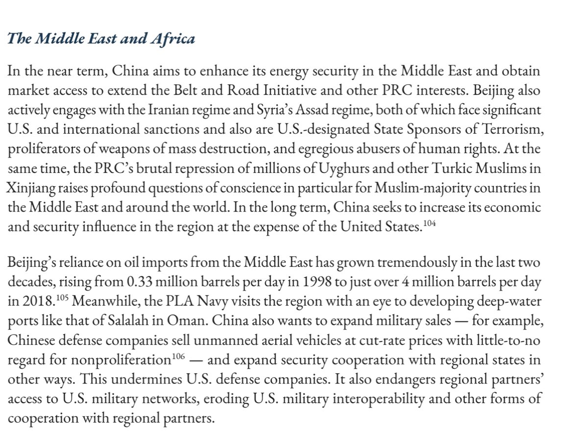 China buys oil from the Middle East! It sells them weapons, which "undermines US defense companies" (they forgot you're not supposed to say that part aloud)China imports food from Latin America and sells them goods it produces itself! 3/n